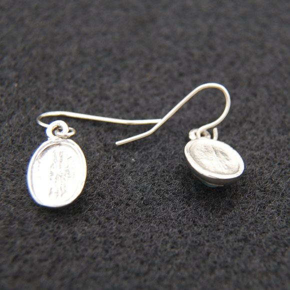 Cute, Blue Cats Eye Style, Drop Earrings, with Fish Hook Backs, Dainty - Picture 3 of 3